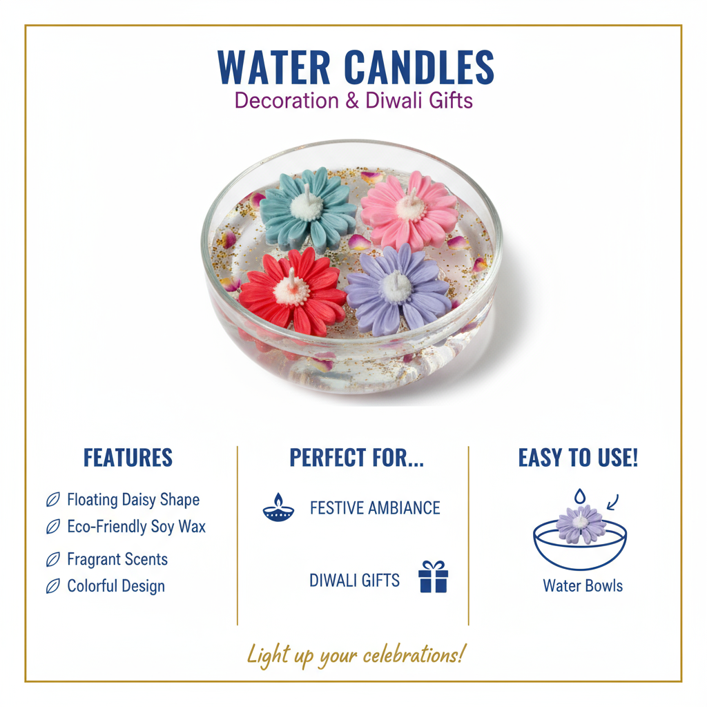 Daisy Floating Candle for Water Bowl | Soy Wax Scented Daisy Floating Candle Diwali Decoration