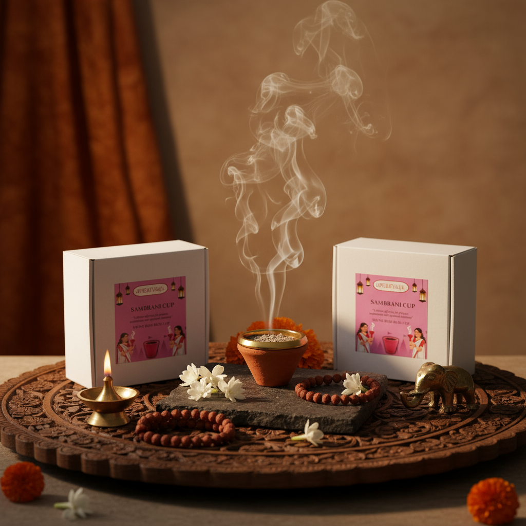 Rose Fragrance Sambrani Havan Cups with Loban