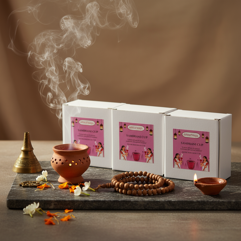 Rose Fragrance Sambrani Havan Cups with Loban