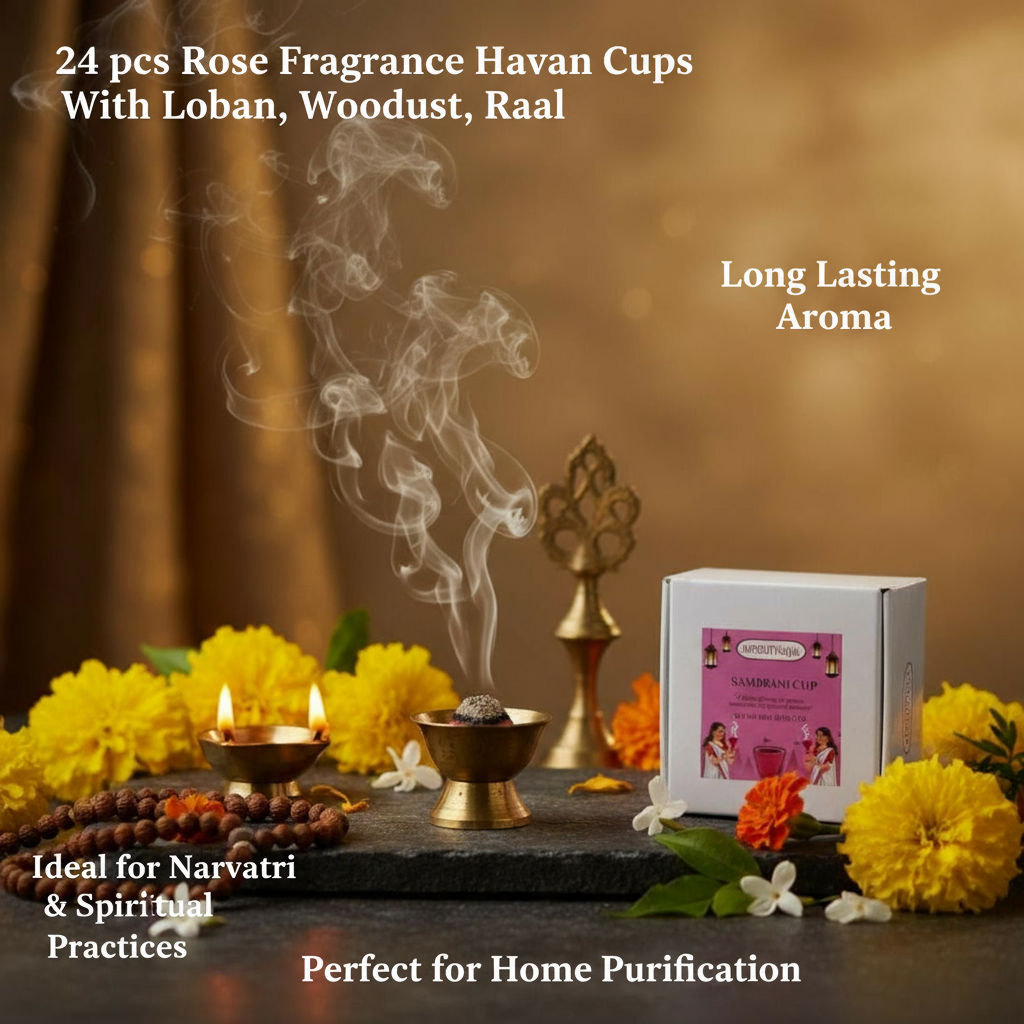 Rose Fragrance Sambrani Havan Cups with Loban