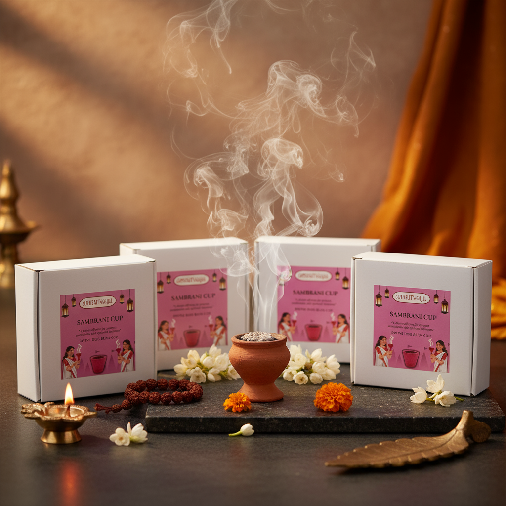 Rose Fragrance Sambrani Havan Cups with Loban