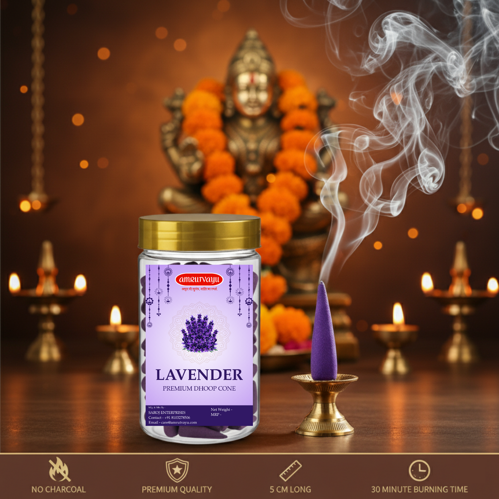Premium Lavender Dhoop Cone | Soothe Your Senses with Amrutvayu