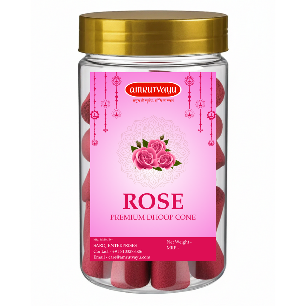 Premium Rose Dhoop Cone | Refresh Your Space with Amrutvayu