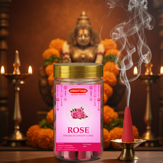 Premium Rose Dhoop Cone | Refresh Your Space with Amrutvayu