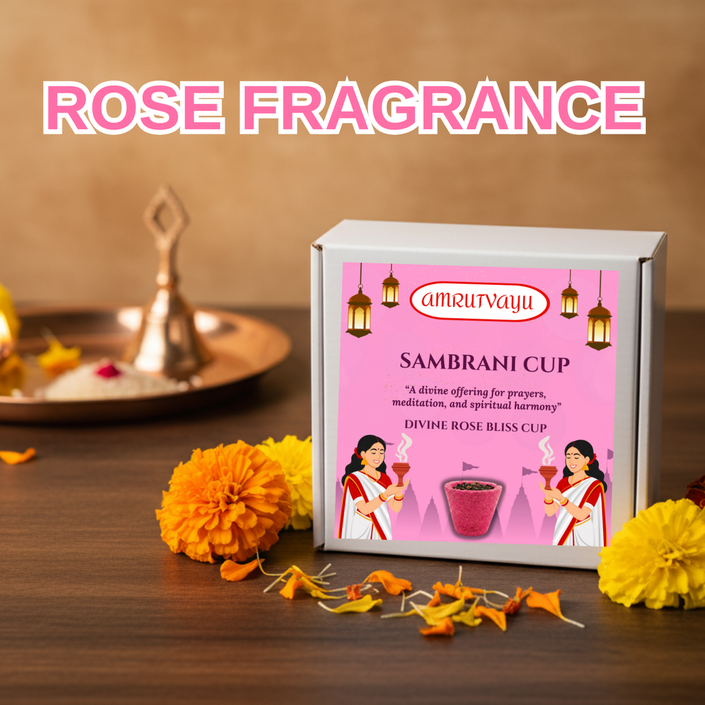 Rose Fragrance Sambrani Havan Cups with Loban