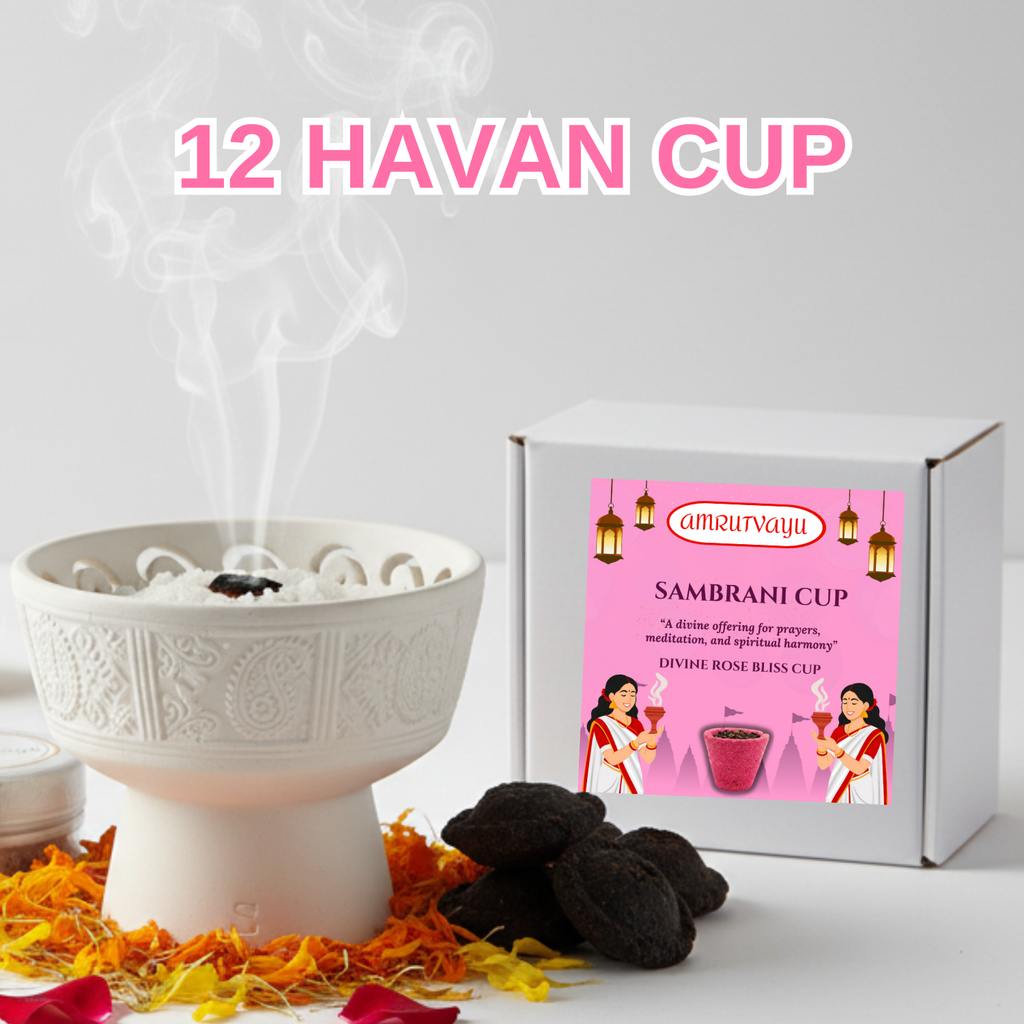 Rose Fragrance Sambrani Havan Cups with Loban
