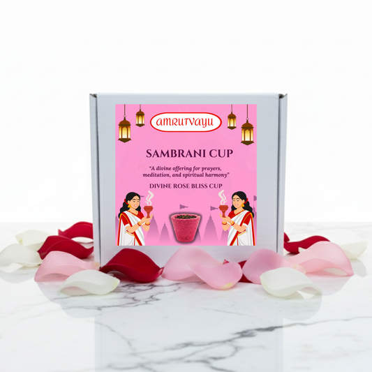 Rose Fragrance Sambrani Havan Cups with Loban