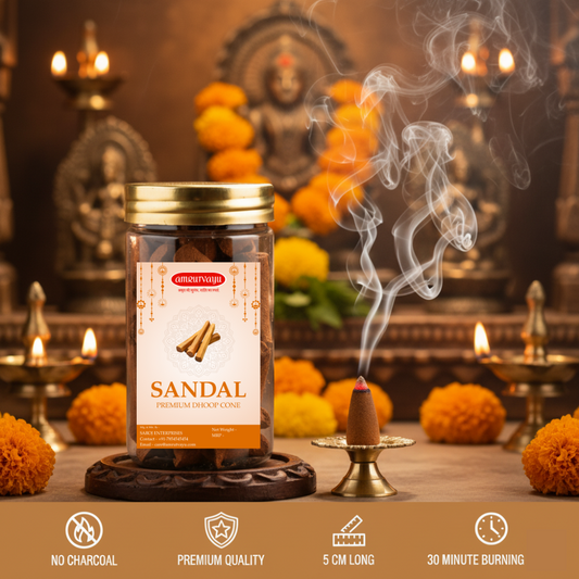 Premium Sandal Dhoop Cone | Calm Your Senses with Amrutvayu